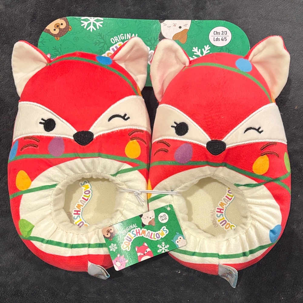 Squishmallows Festive Fox Slippers for Kids